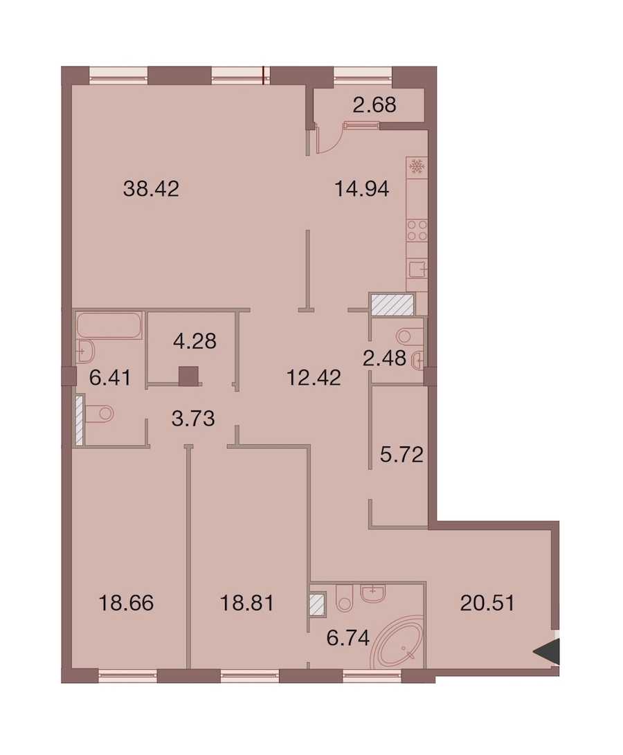 Трехкомнатная квартира в : площадь 154.46 м2 , этаж: 7 – купить в Санкт-Петербурге